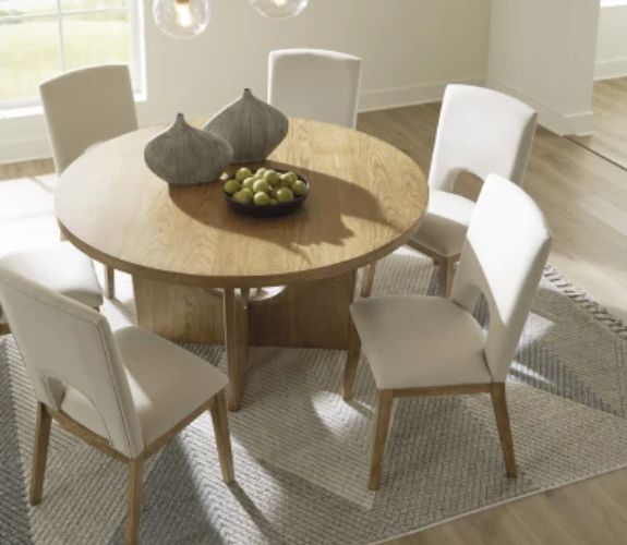 Wood round dining online table set for 6